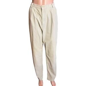 Lands’ End Women’s Tan Corduroy Pants 16 Pleated Minimalist Capsule Wardrobe